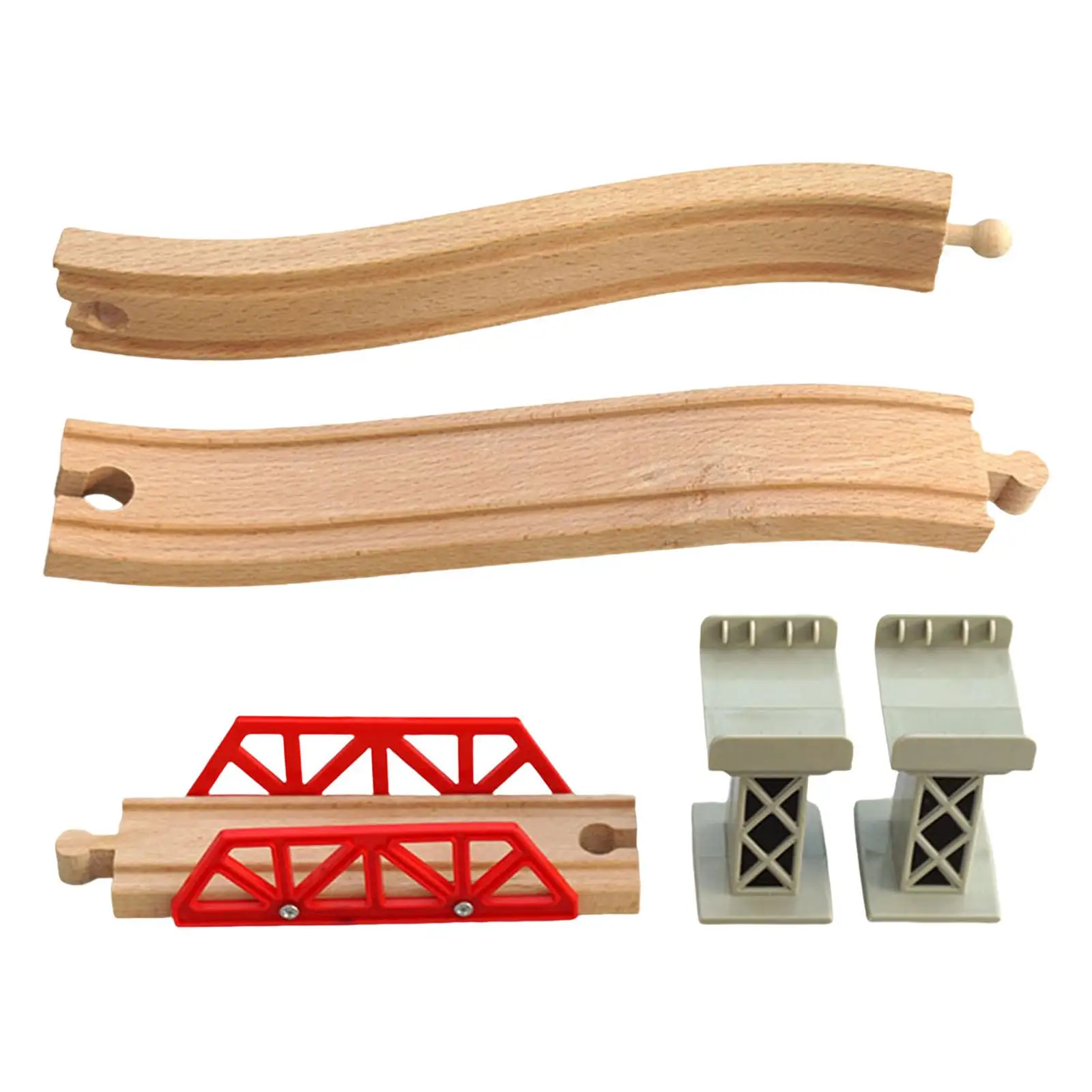 Wooden Railroads Train Toys Accessories Rail Bridge Classic Toy Train Tracks for Children