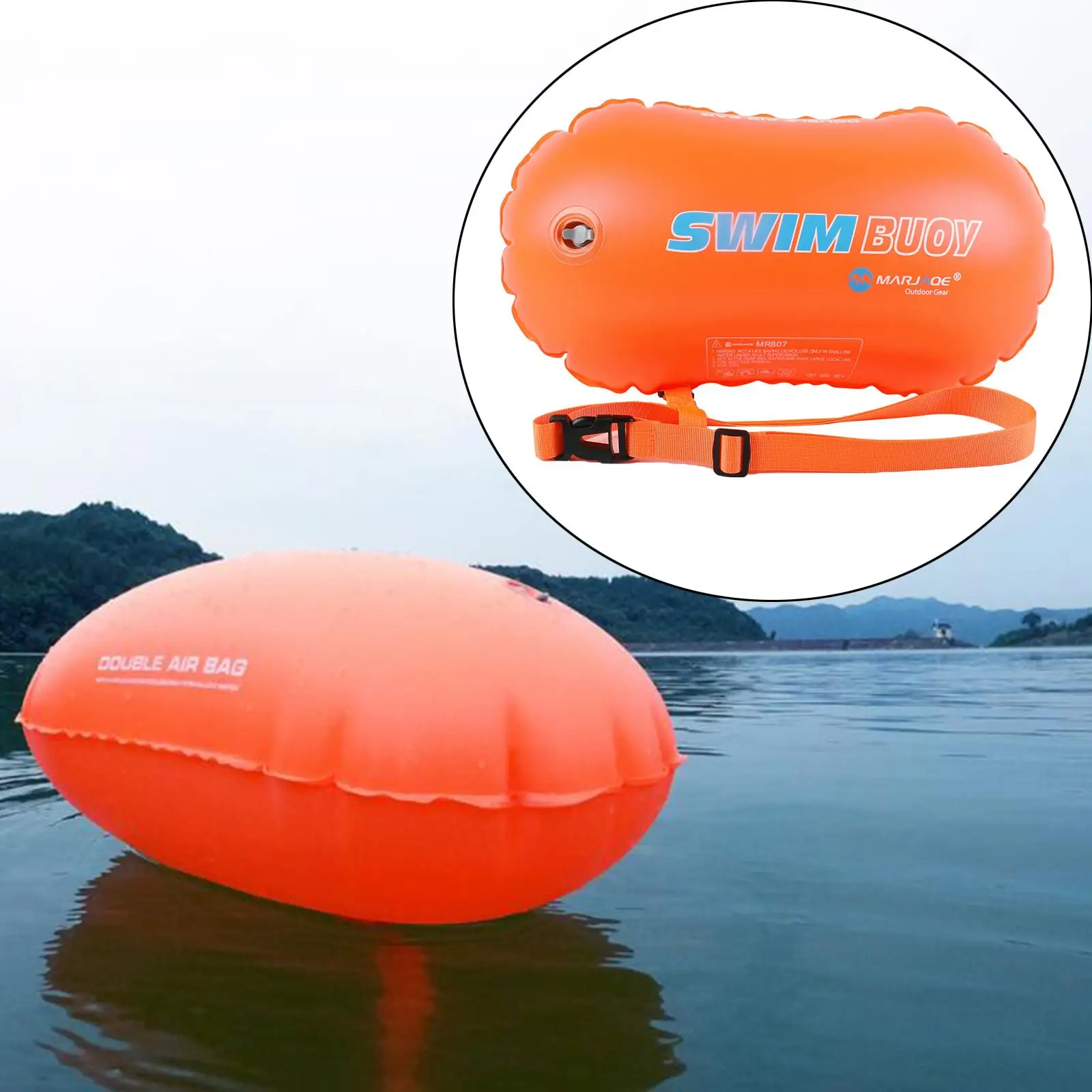 High Visible Safety Swim Buoy  Bubble Tow Float for  Swimming Kayaking Snorkeling Diving Trailing with Adjustable Waist Belt