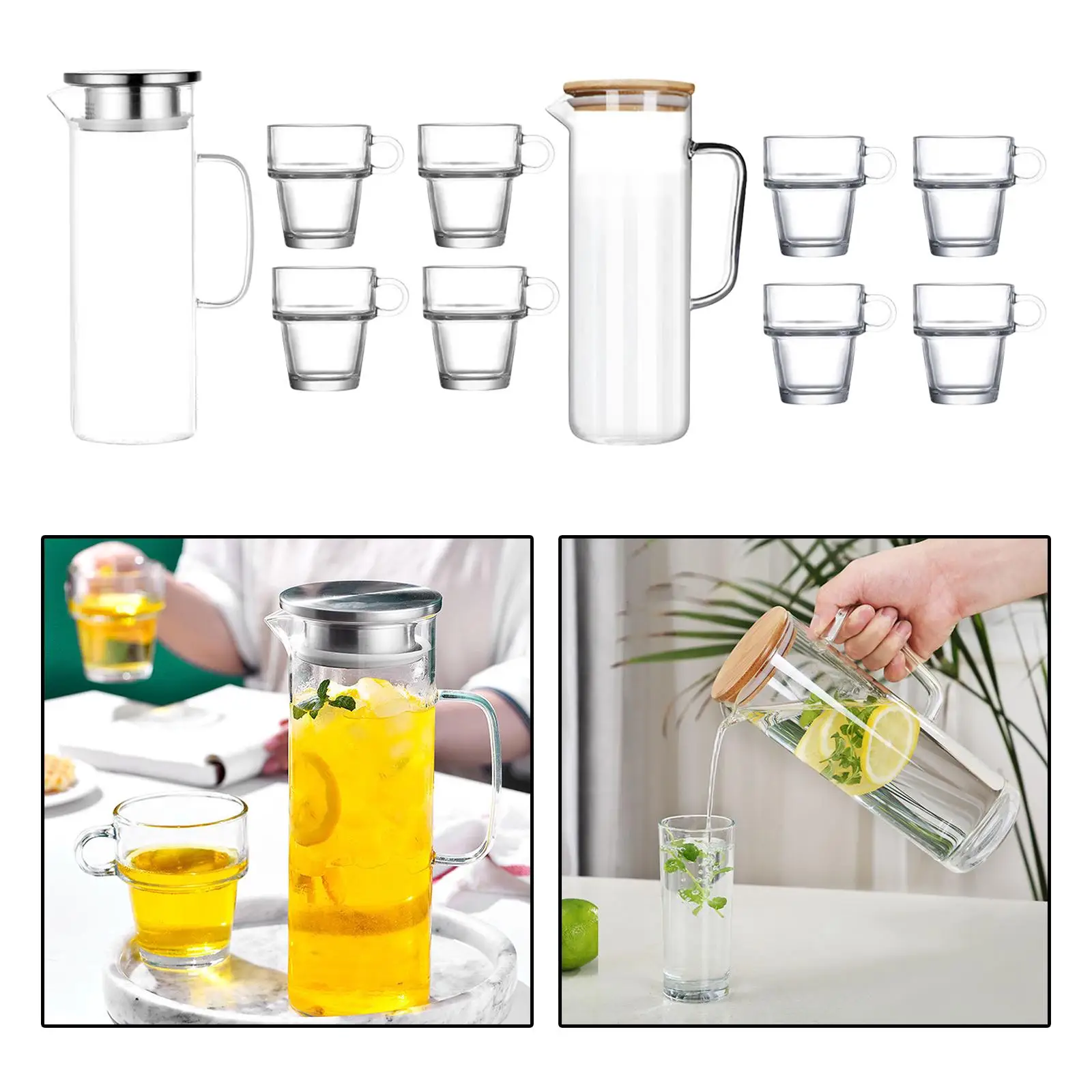 1.2L with Lid Transparent Heat Resisttant Tea for Lemonade Gifts