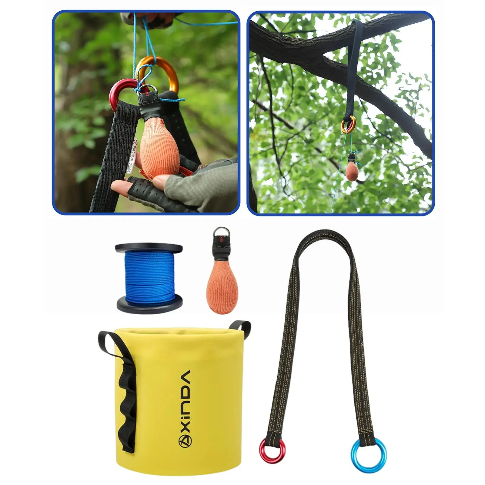 4Pcs Arborist Throw Line Kit and Rope Storage Bag Throwing Weight Resistance for Rock Climbing Camping Hunting Observation