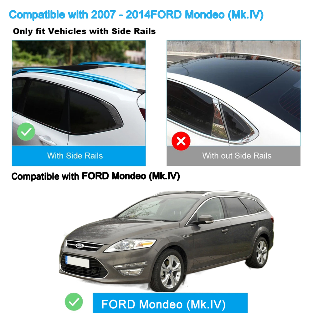 2 шт. рейки на крышу для FORD Mondeo (Mk.IV), 5-dr Estate, 2007-2014  боковые рейки из алюминиевого сплава поперечные рейки багажная стойка на  крышу | AliExpress