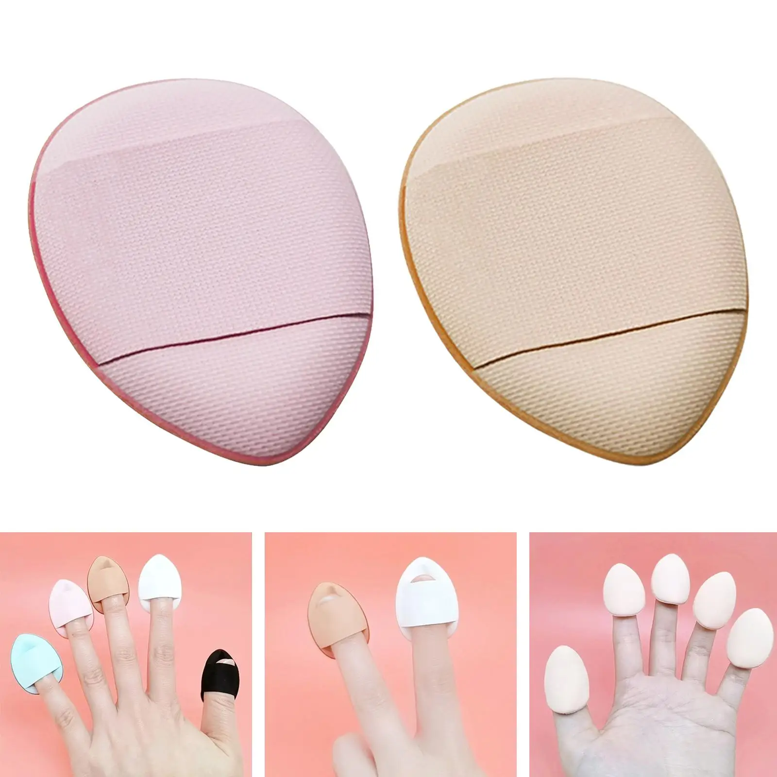 12Pcs Fingertip Water Drop Shape  PUFF Blending Wet Dry Dual Use with Strap Cosmetic Puff for Foundation Loose 