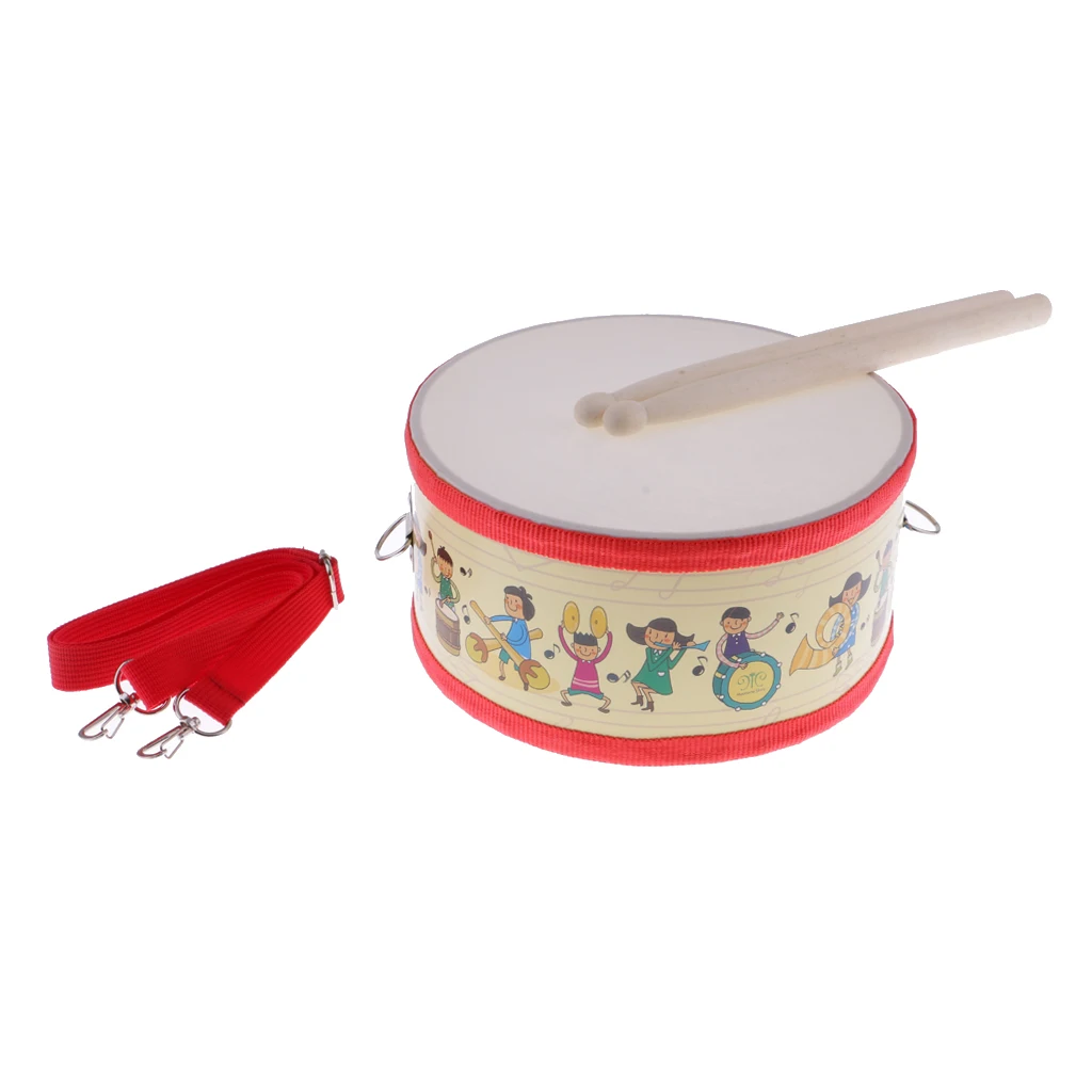 Mini Snare Drum W/ Wooden Sticks Belt For Kids Musical Toys 20.2 X 10cm