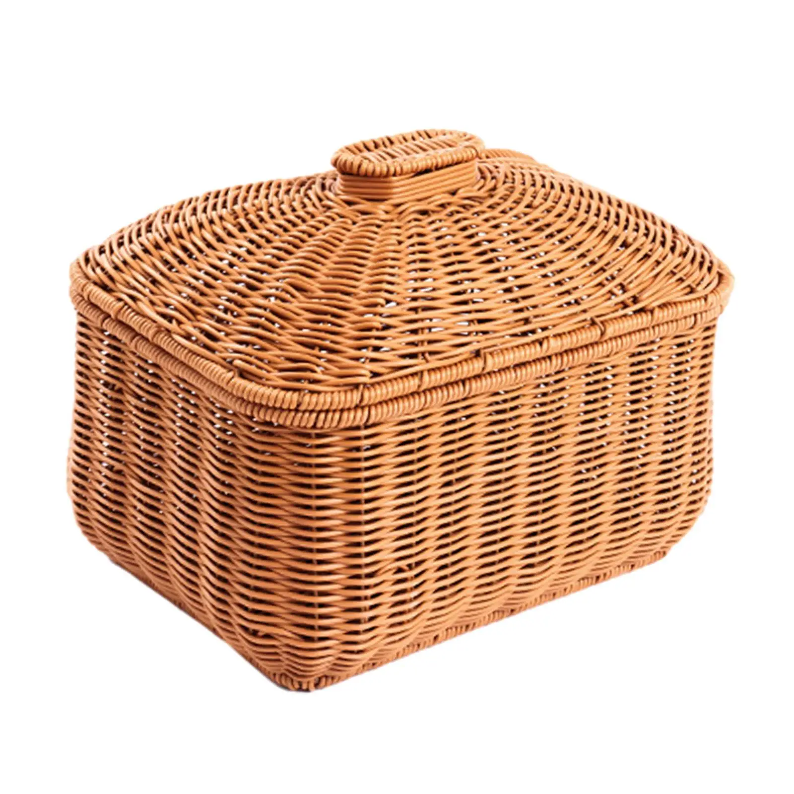 Handwoven Basket Home Décor Shelf Baskets Bin with Lid Food Storage Basket for Bathroom Living Room Bedroom Kitchen Shelves