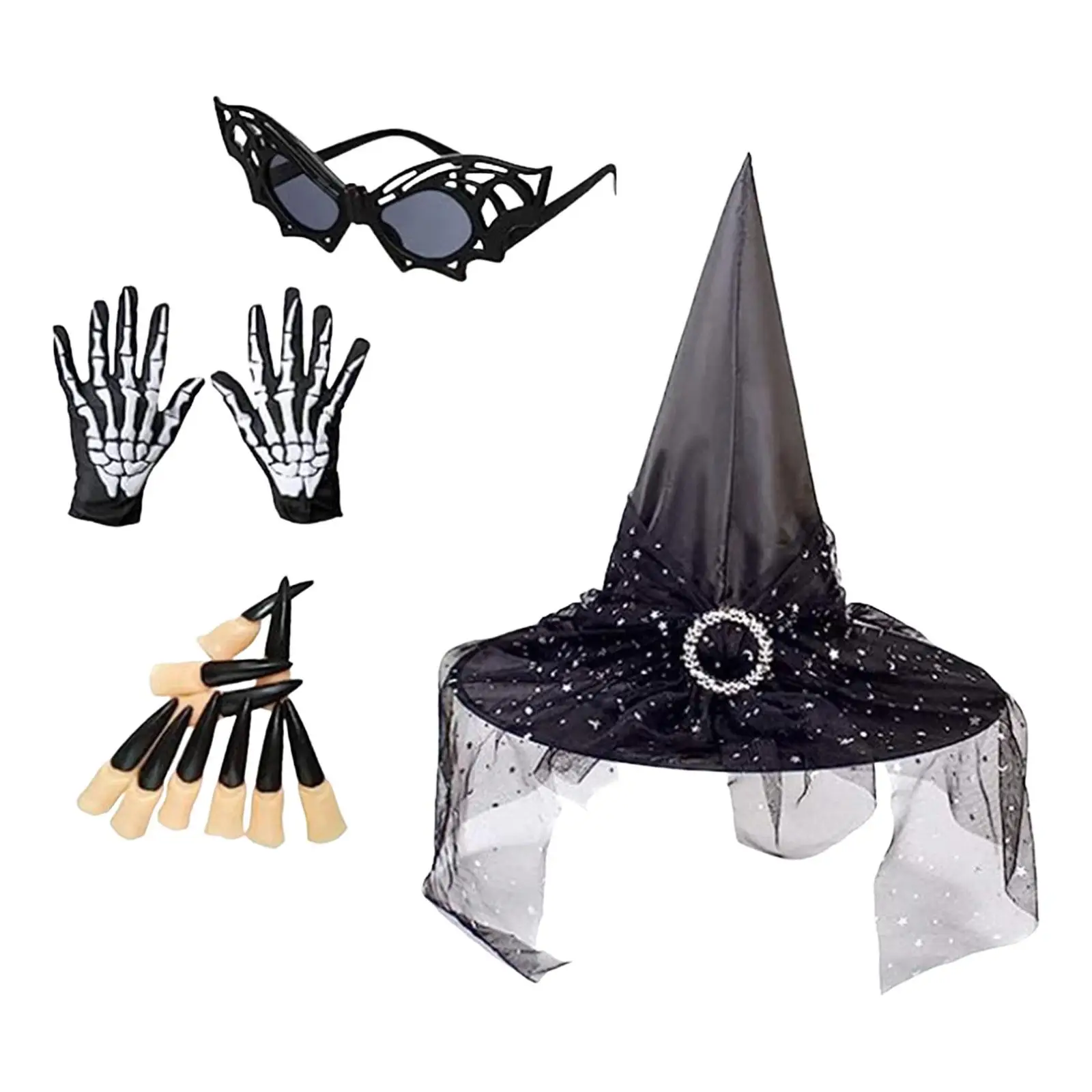 Halloween Witch Hat Adult Fancy Dress Pointed Hat for Party Carnival Cosplay