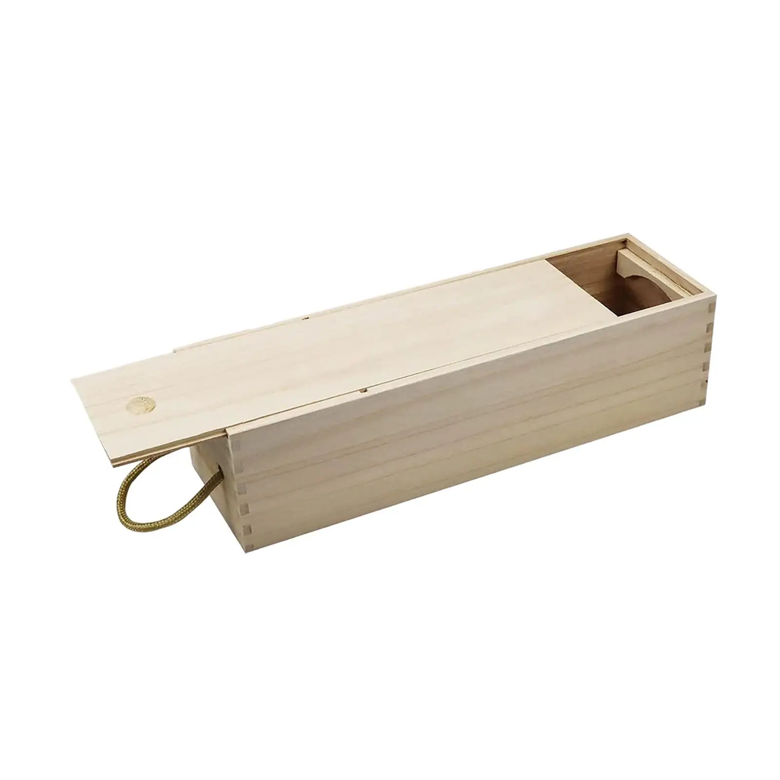 Single Wine Bottle Wood Storage Gift Box 34x11x11cm Wine Carrier for Party Wedding