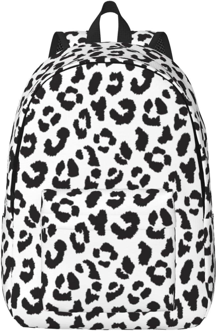 casual preto e branco, estampa leopardo, mochila