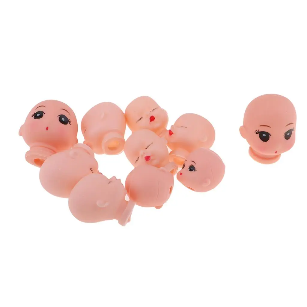 10pieces Vinyl Baby Doll Head For Artist Hand Painting Doll Body Part DIY Replacement Keychain