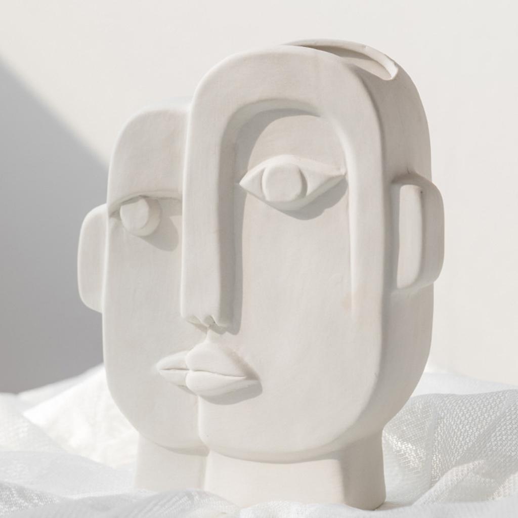 Nordic Human Face Ceramic Flower Pot Flower Arrangement Art Decorative Statue for Christmas Decoration Centerpiece Office Indoor