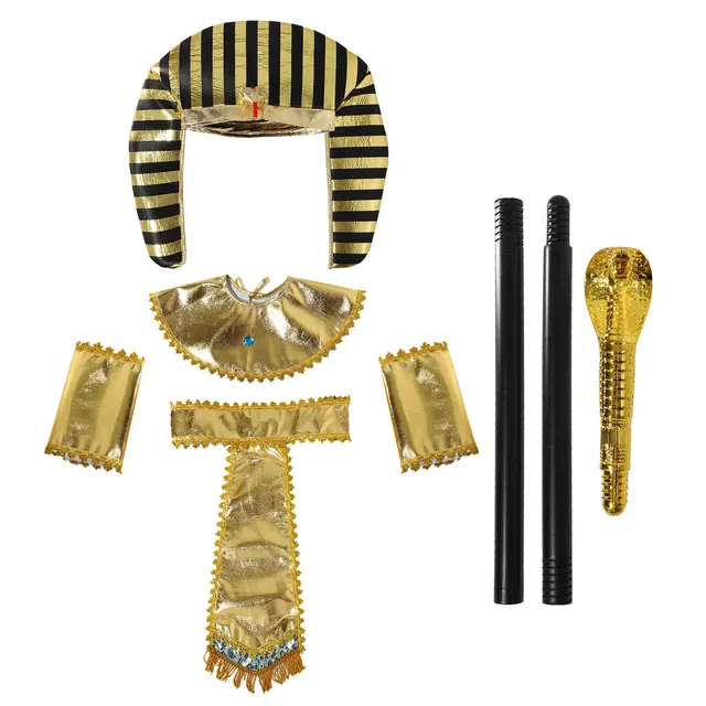 Accessori per costumi da faraone egiziano adulto egitto re regina Cleopatra  cintura/collare/canna da re/Set di cappelli da faraone - AliExpress