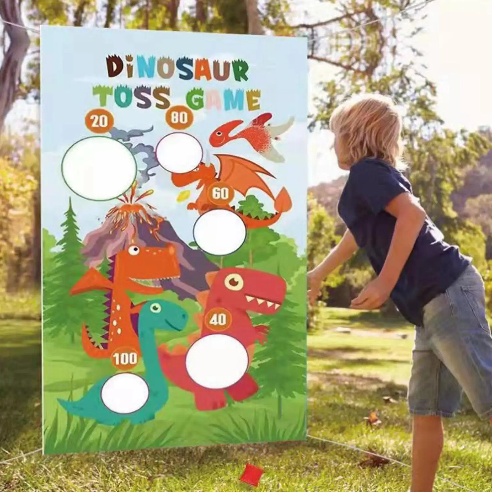 Dinosaur Toss Games Banner Set for Birthday Party Carnival Games  with Bag Game Twine Washable for Outdoor Picnic  Party Gifts