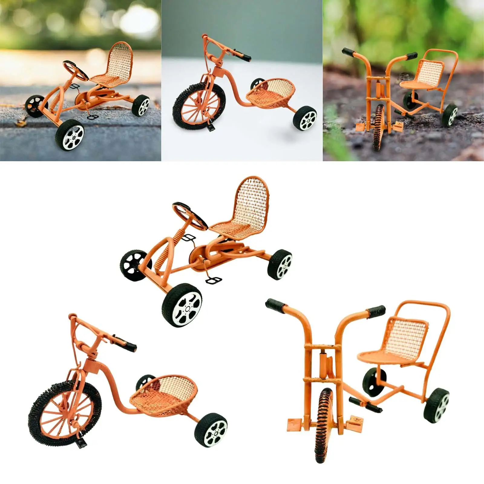 Simulation Mini Tricycle Model Trike 1:12 Dollhouse Decor Accessories Furniture Set Doll House Children Toy