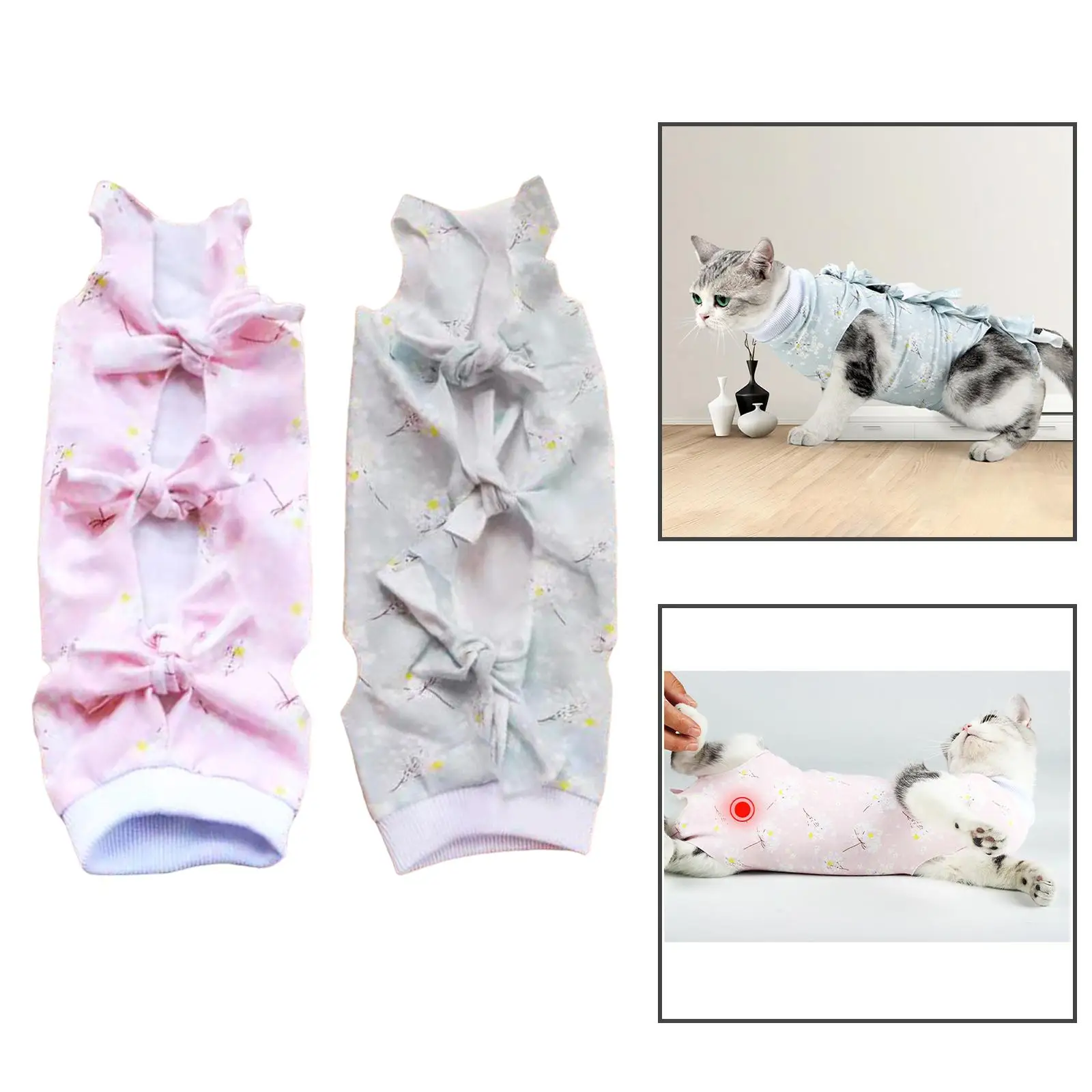 Cat Recovery Suit Clothes Anti Leak Protection wearing Pants Vest Pajama Breathable for Puppy Indoor Home Cats Kittens