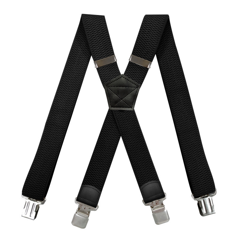Robuste Hosenträger für Männer, Arbeit im Freien, 3,8 cm, X-Back, 4 starke Clips, verstellbare elastische Hosenträger, Riemen, Gürtel – Detail 5