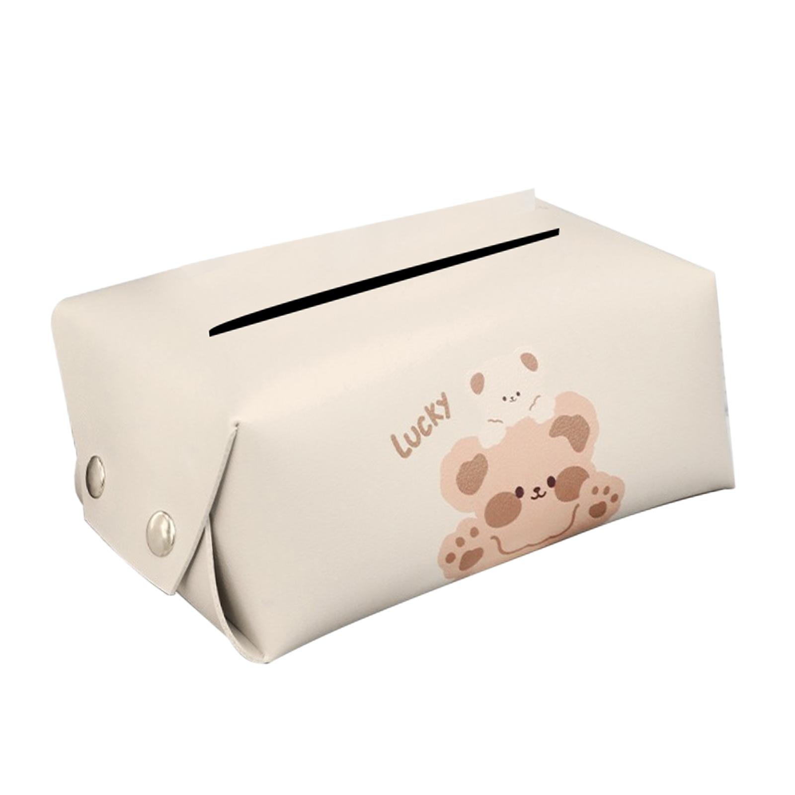 Cute Car Tissue Box Daily Use Tissue Box Holder Car Napkin Case Rectangular PU