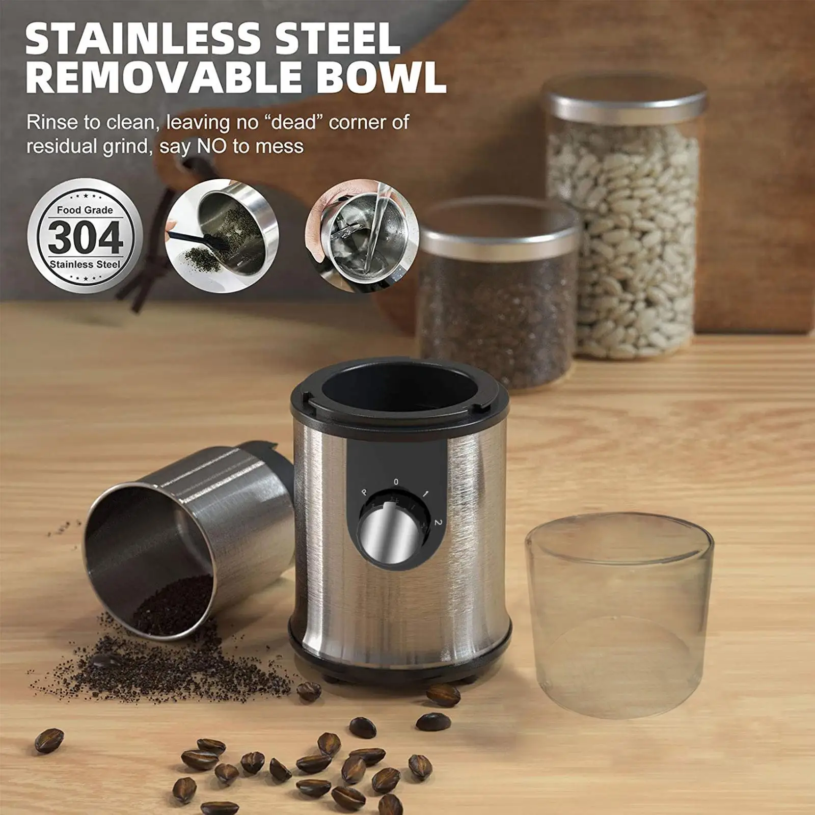 Coffee Grinder Portable Adjustable Coarse Fine USB Rechargeable for Home Restaurant