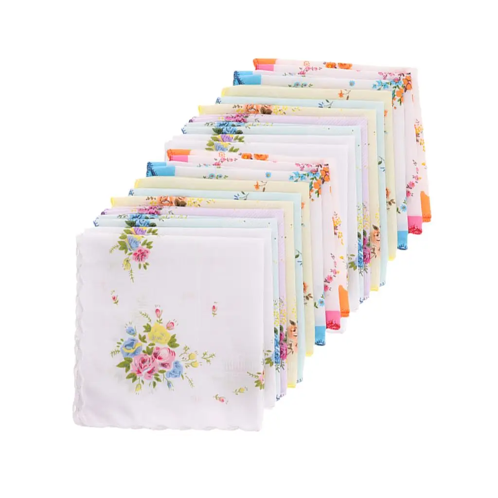 20 Pieces Women`s Handkerchiefs   Cotton Cloth Handkerchiefs Tissues for