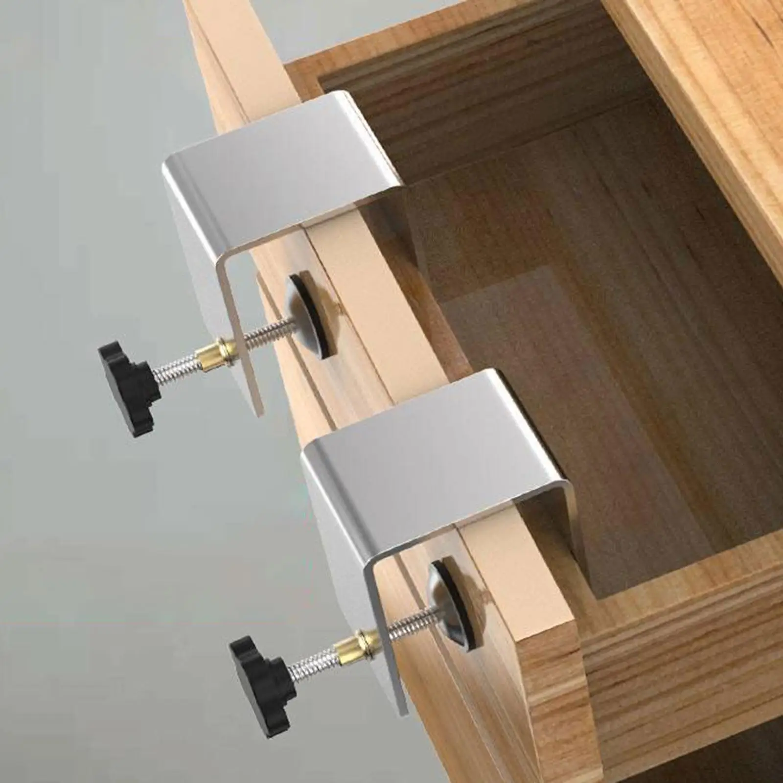 2x Woodworking Clamp Hardware Jig Universal Fixator Drawer Front Clamps for Cloakroom Homes Easy Fast Install Mounting Dresser
