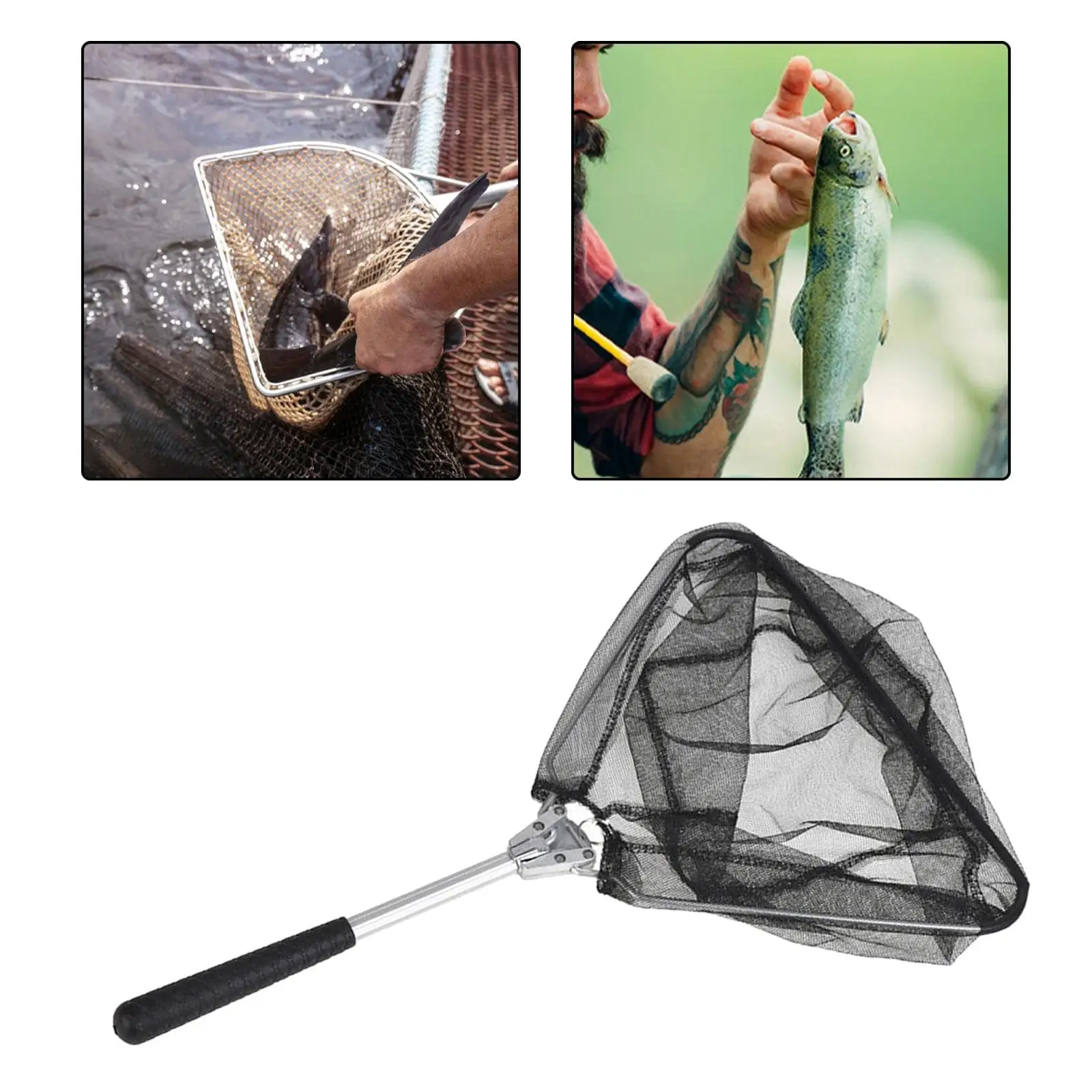Fishing Landing Net Pole Lightweight Freshwater Easy Storage Sturdy Folding Fish Net Scoop Collapsible for Men Women Kids