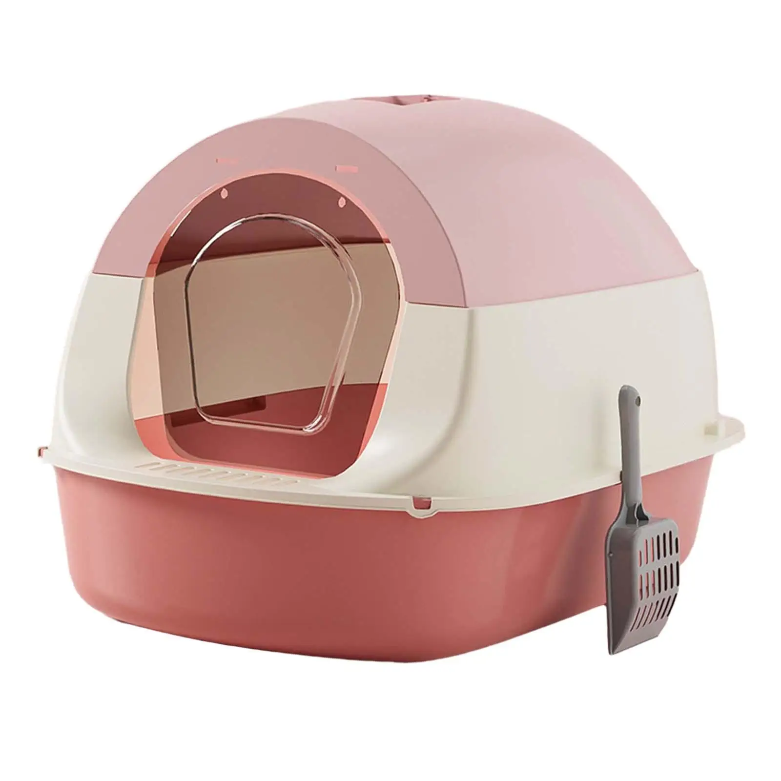 Hooded Cat Litter Box with Lid Detachable Enclosed Cat Toilet with Shovel