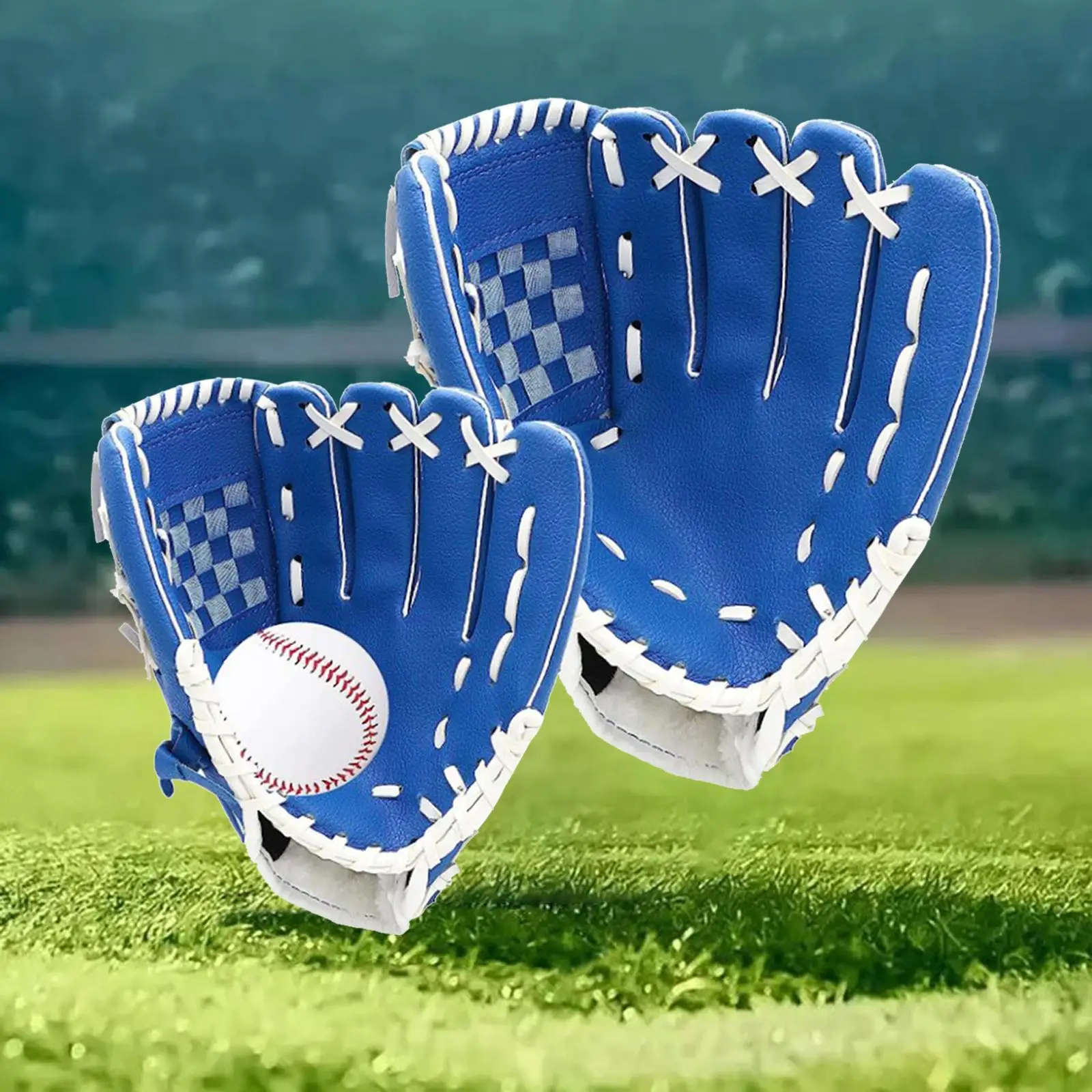 2Pcs Softball Gloves Mitts Outdoor Trainer Player with Ball Baseball Glove