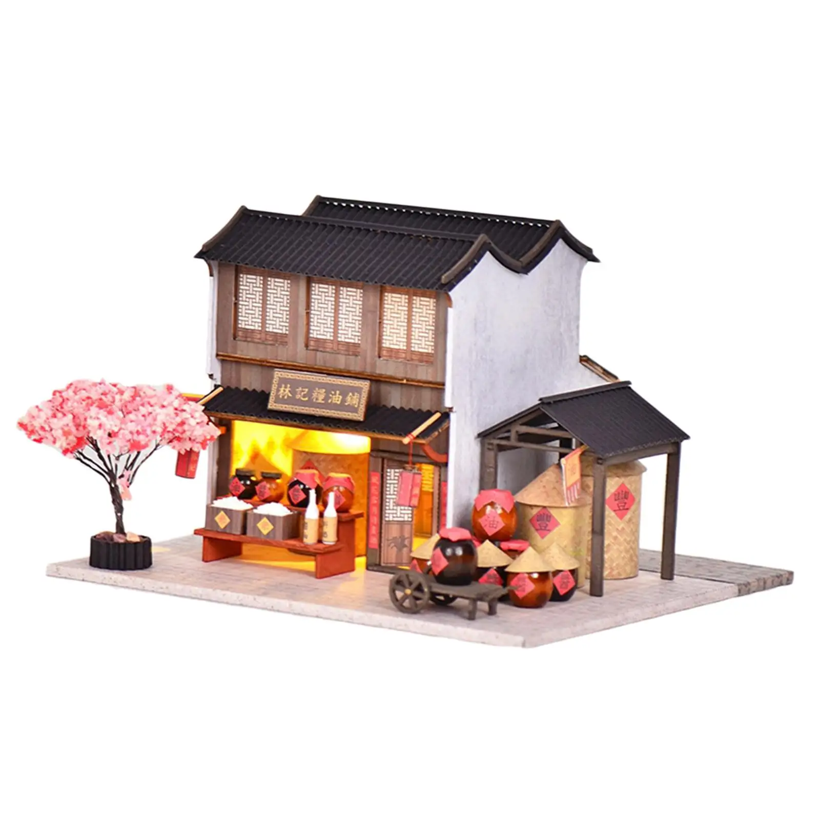 Wooden Small House Set Romantic Valentine`S Gift Accessories Dollhouse Miniature House for Adults Friends Lady Teens