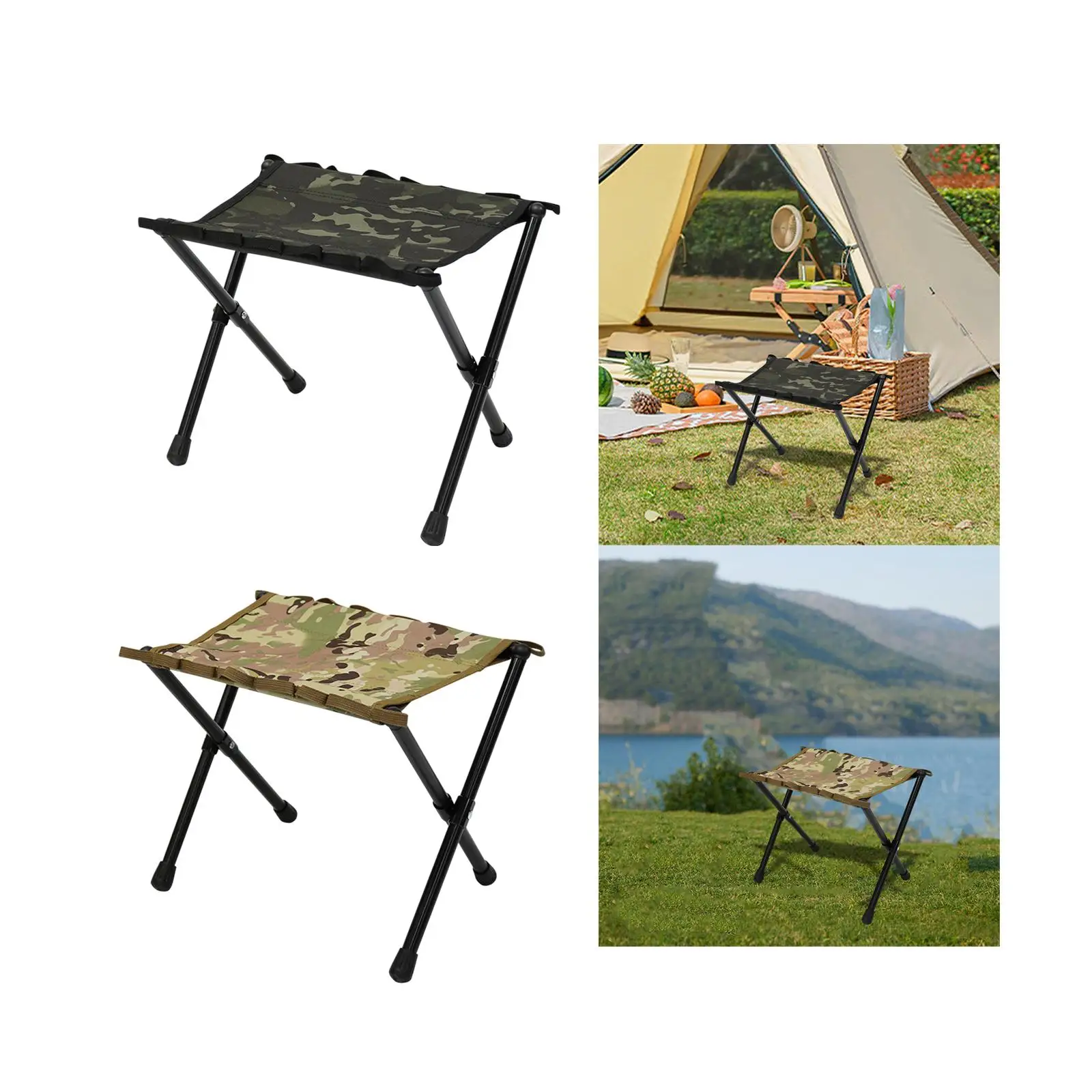 Folding Stool Camping Outdoor Adults Foldable Footstool Fishing Chairs Saddle Chair for Backpacking Beach Walking Garden Picnic