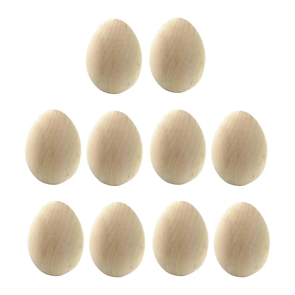 Wooden  Eggs - 10pcs DIY Easter Eggs - Children Play Kitchen Game