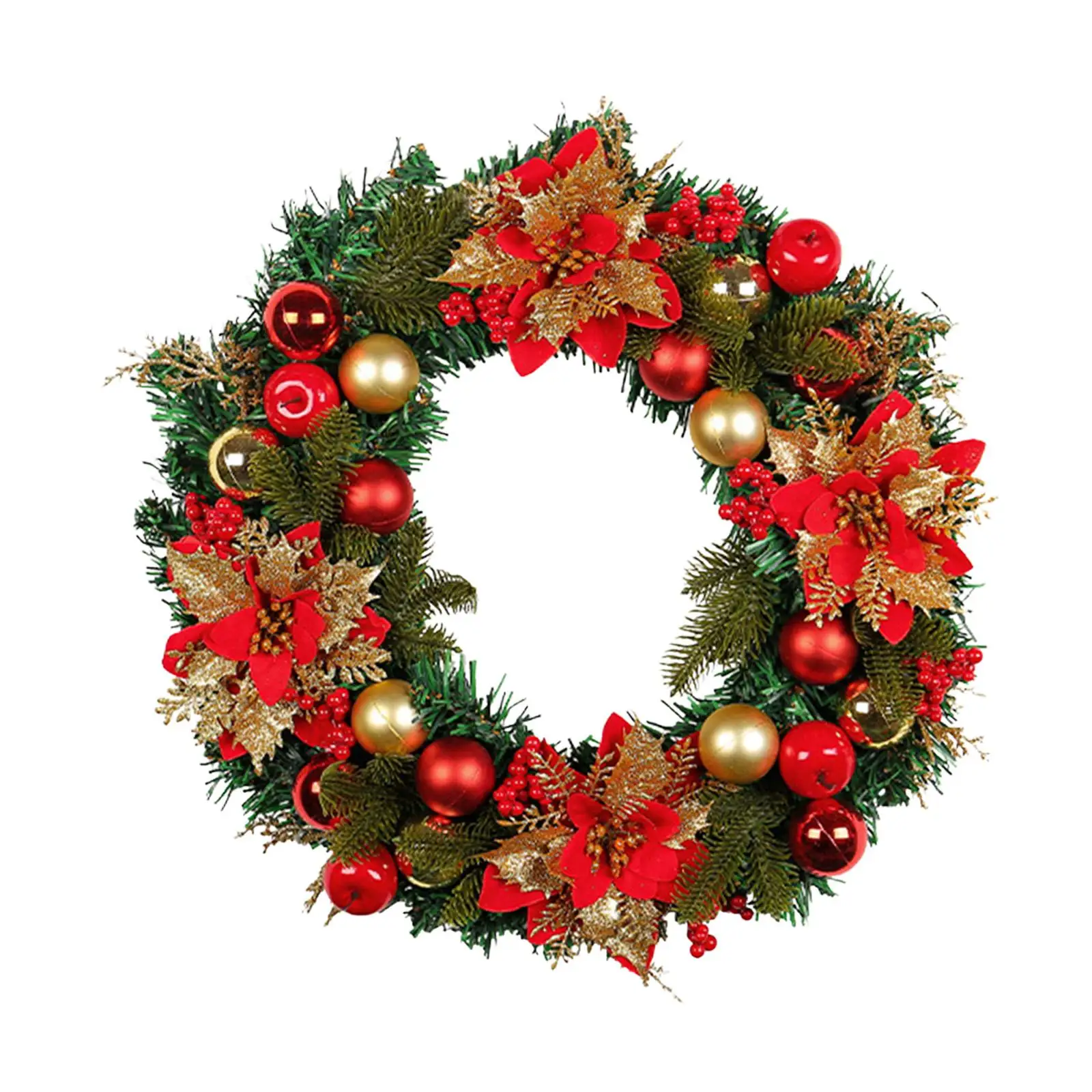 Christmas Wreath Decorations Greenery Wall Christmas Ball Ornaments Artificial for Indoor Outdoor Window Festival Party