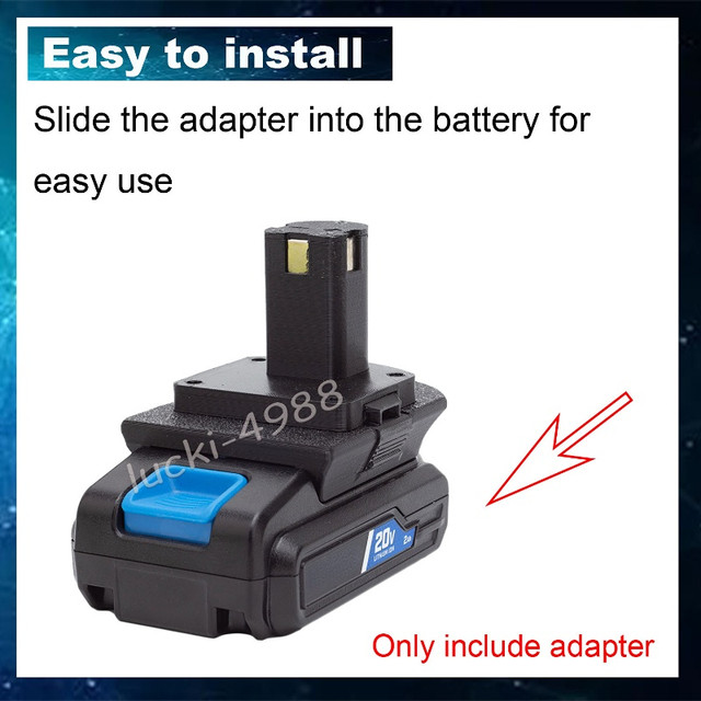 Battery adapter for Hart 20v to Ryobi 18v Li ion battery converter