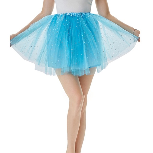 Tulle Skirts For Women High Low 50s Vintage Tutu - Black Blue Colorful Ballet Bubble Skirt, One Size