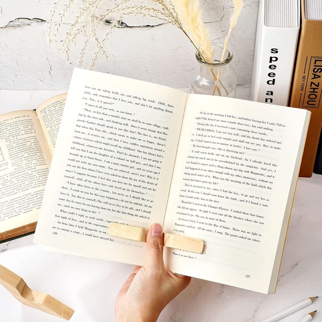 Support de page pour livre de pouce – Accessoires de livre de pouce faits à  la main en noyer – Accessoires de lecture en bois pour lire au lit –