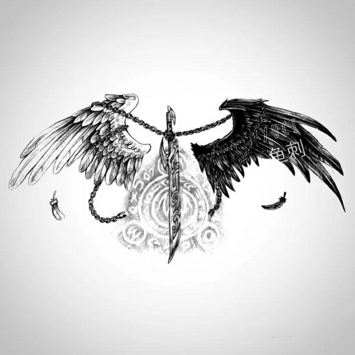 Kräutersaft Temporäre Tattoos Teufel Dämon Flügel Tattoo Günstige Waren Goth Fake Tattoo Aufkleber Mann Kunst Punk Engel Tattoo Aufkleber – Detail 2