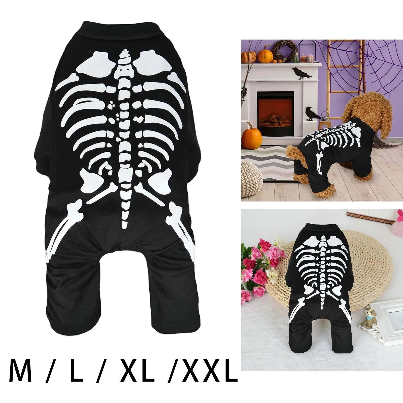Halloween Skeleton Dog Costume Cosplay Outfit Pet Clothes Fancy Dress Pets Puppy Beauty Contests Photoshoots Props