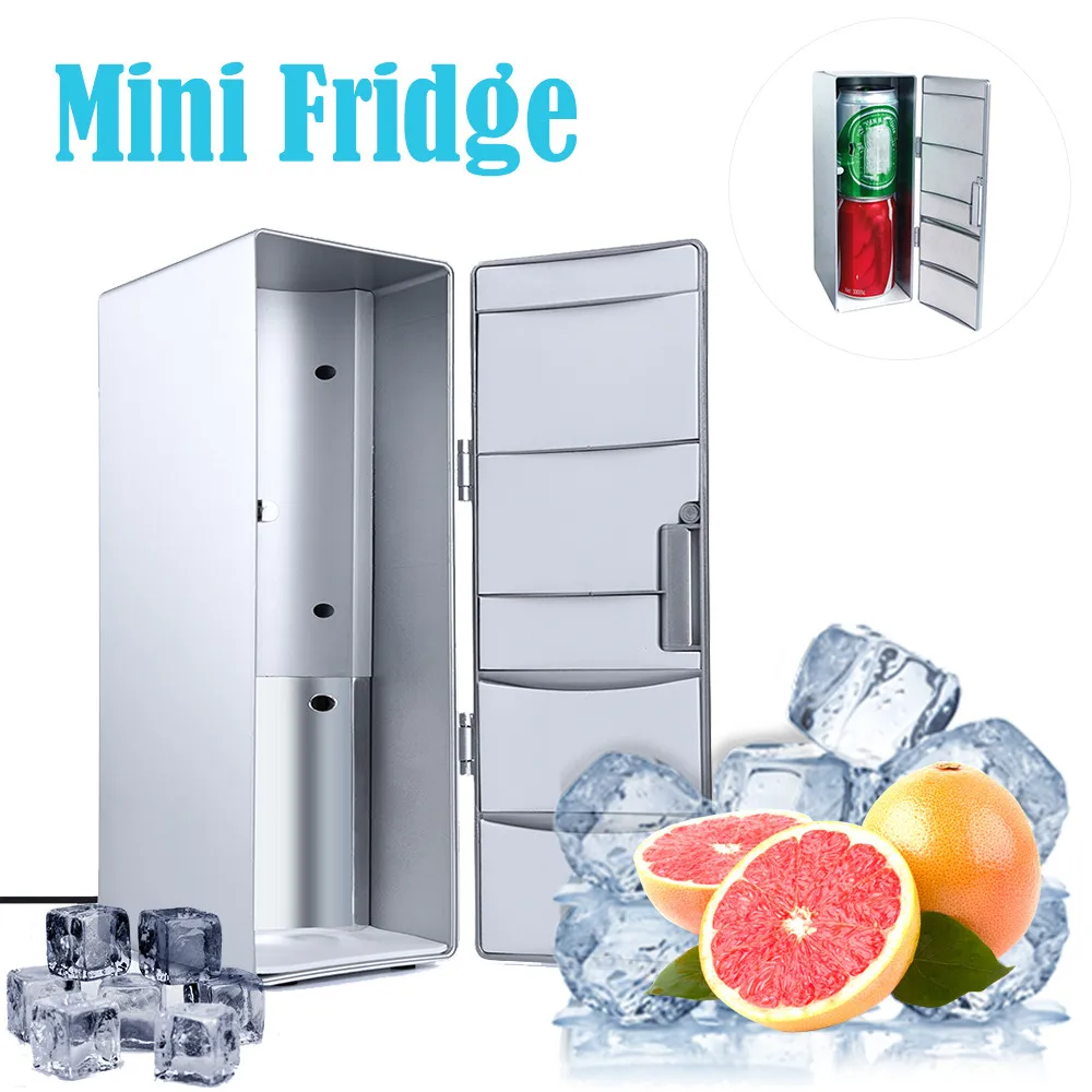 Desktop Mini Fridge Beverage Refrigerator Mini USB Cooler Portable Freezer Kitchen，Dining & Bar