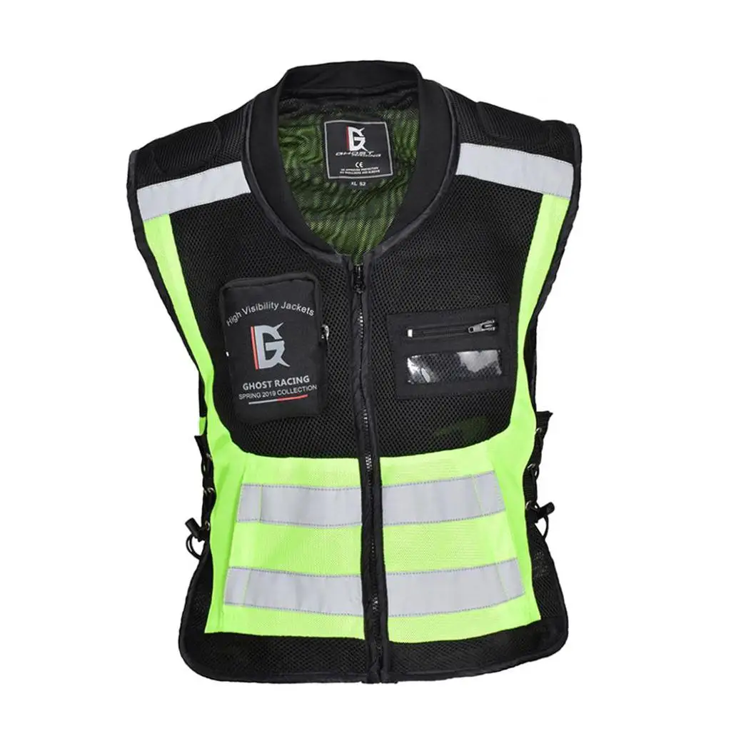 1PC Hi-Vis Reflective Motorcycle Vest Adjustable Waistcoat Commuting Jacket Safety Outwear For Motorcycle Wearing
