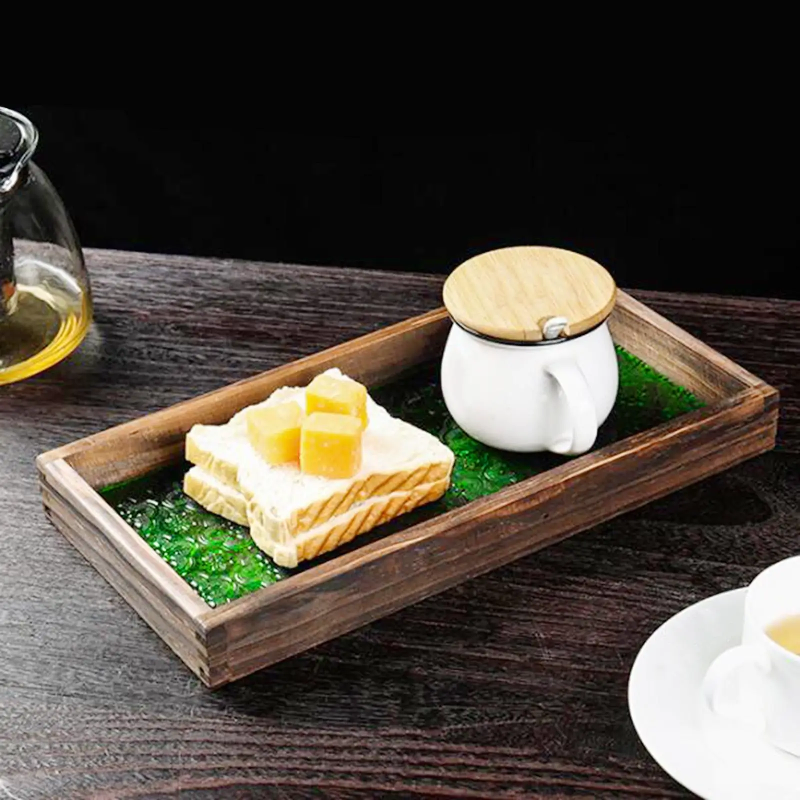 Wooden Serving Tray Retro Food Platters Serving Platters Countertop Breakfast Tray for party Appetizers Coffee Breakfast