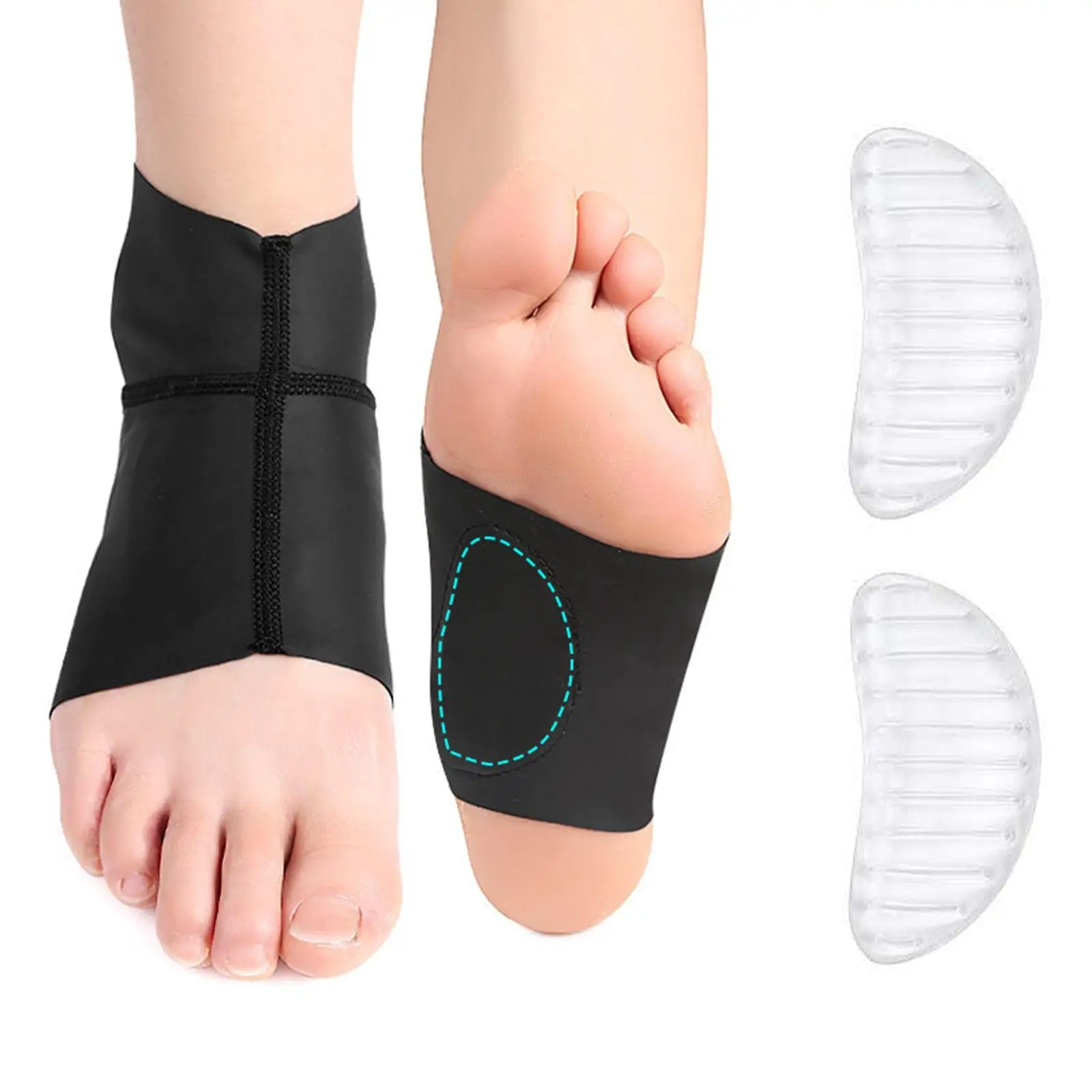 Set of 2 Elastic  Ankle Compression  Breathable Durable Orthopedic Arch Support Foot Pad  for Running Sports Cycling Riding