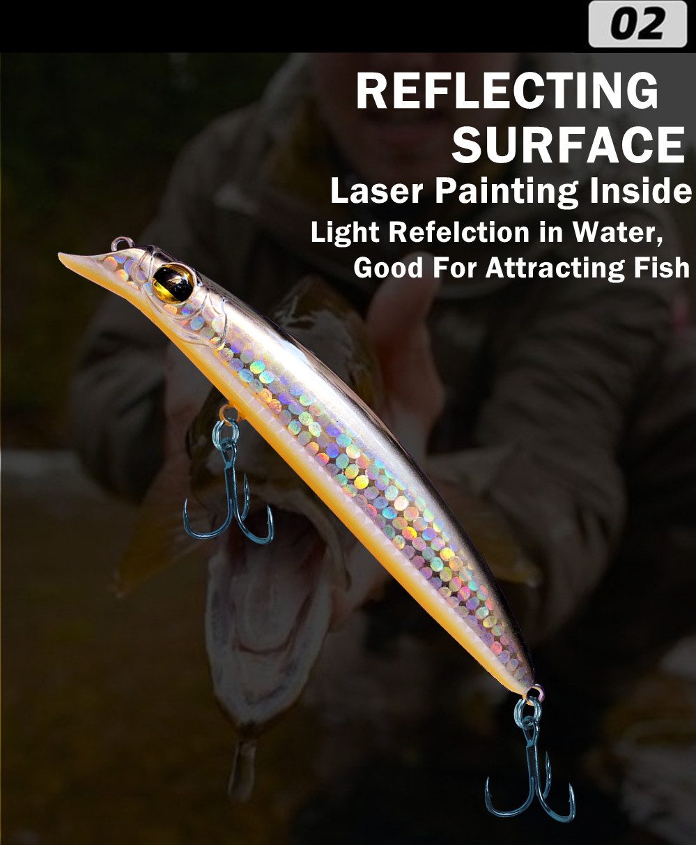 GREENSPIDER NEUE Wobbler 106 mm 18 g schwimmender harter Köder Minnow Kurbel Angelköder Wolfsbarsch Frisches Salzwasser – Detail 5