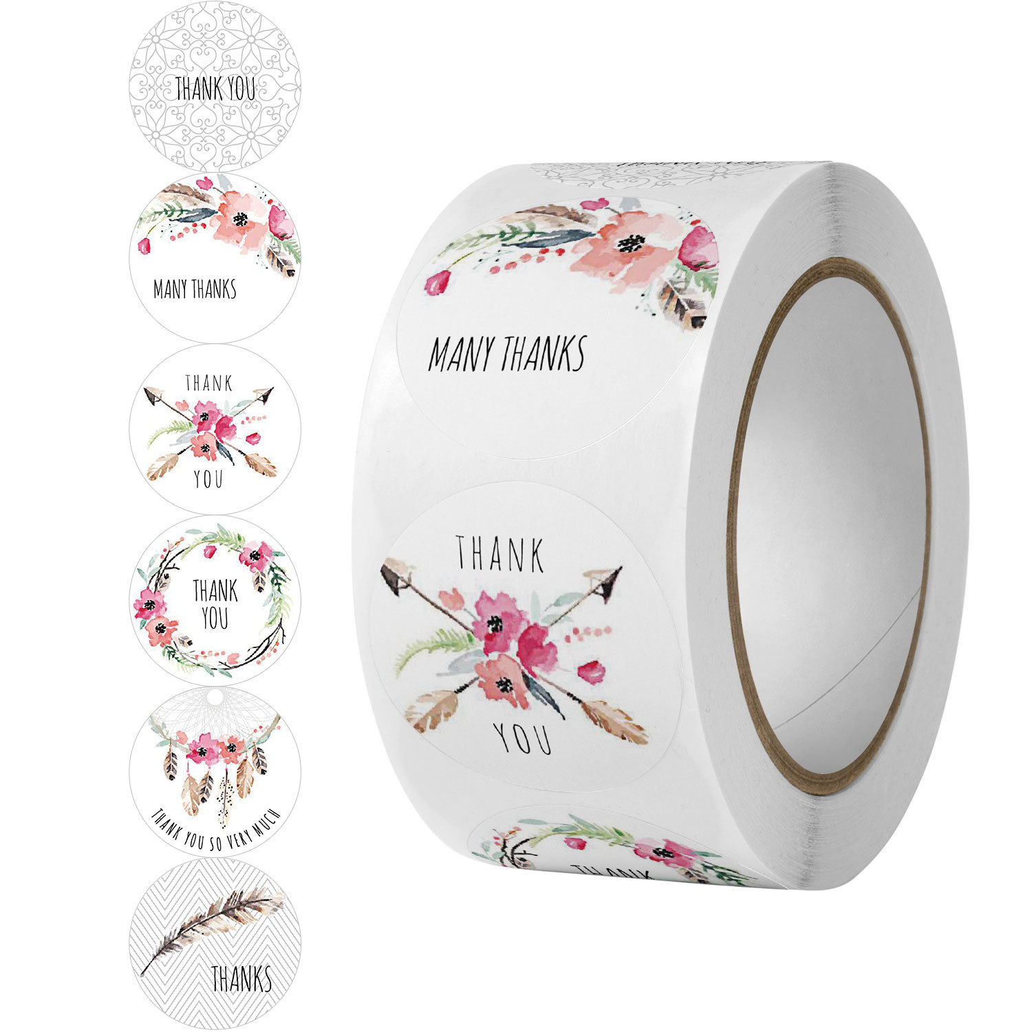 100–500 Stück Dankeschön-Aufkleber für Siegeletiketten, runde, florale, mehrfarbige Etiketten, handgefertigte Aufkleber für Geschäftsangebote, Schreibwarenaufkleber – Detail 4