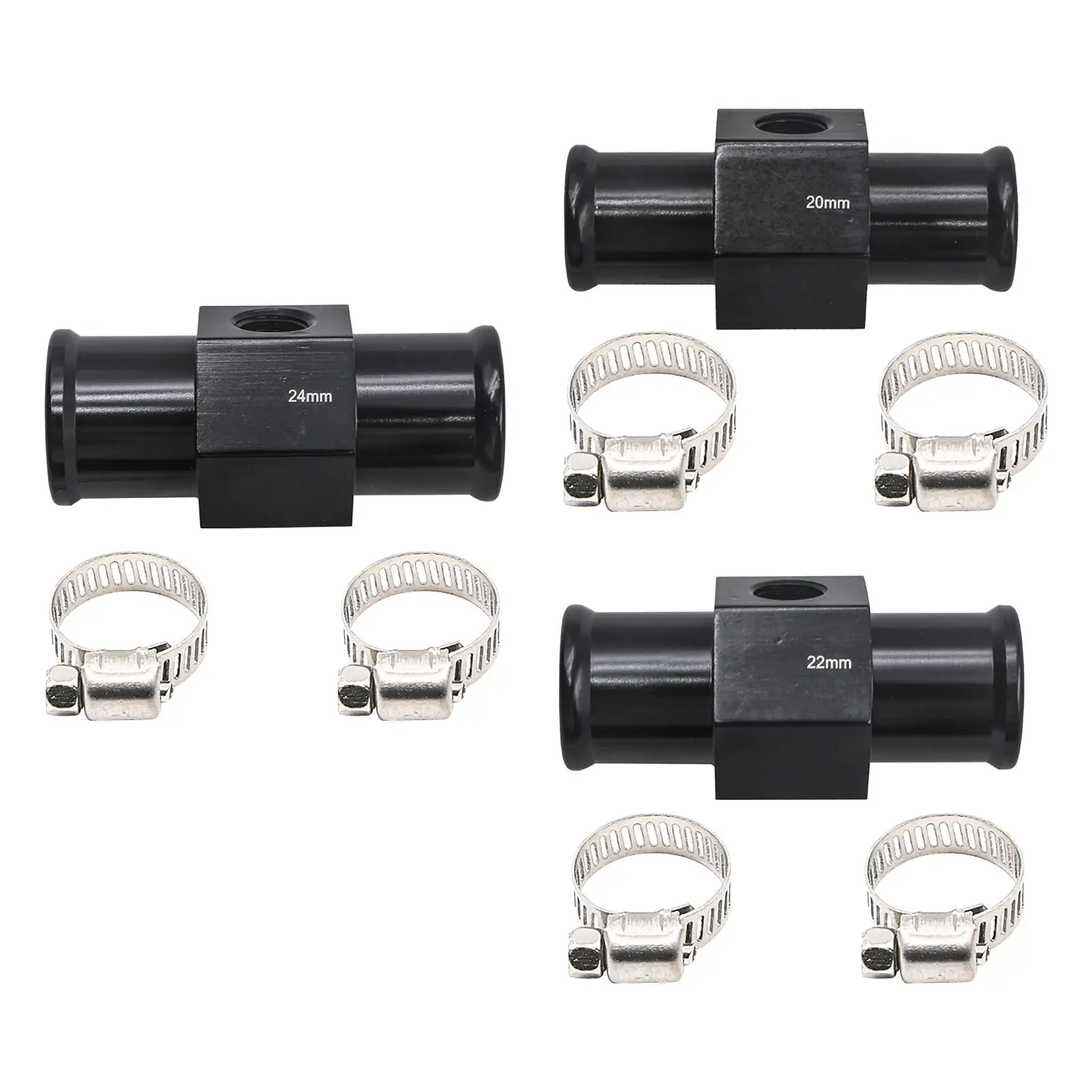 Water Temp Meter Adapter Induction Connector CNC with 2 Clamps Black Conversion Sensor Adapter Tee Joint  for Motorcycle Parts
