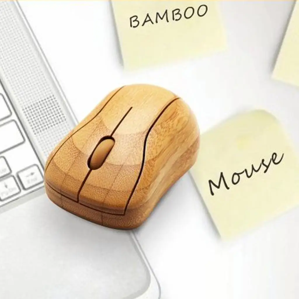 2.4GHz Bamboo Optical Mouse Healthy Sweat-resistant DPI Adjustable for Laptop Desktop PC