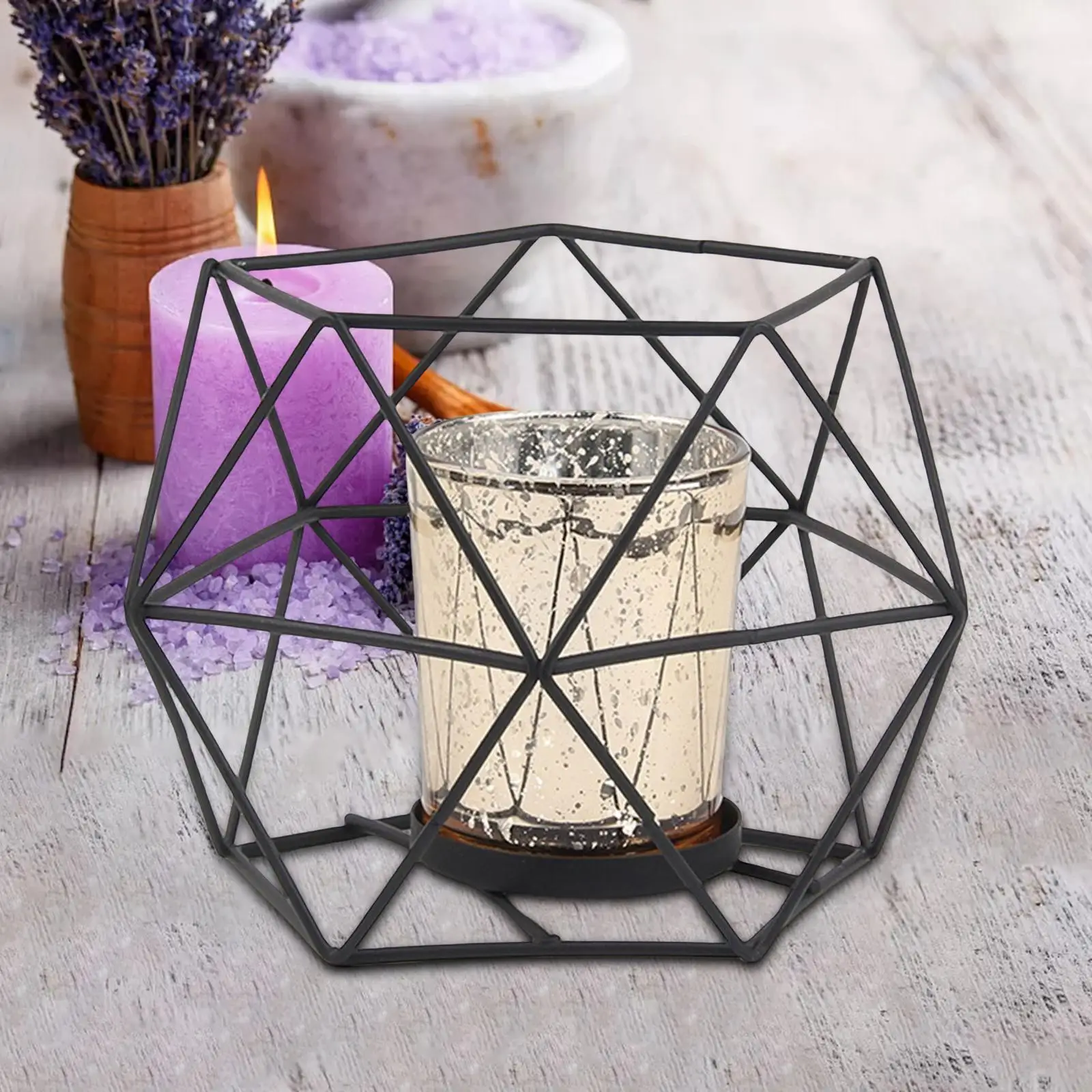 3D Geometric Candle Holder Glass Candle Cup Tealight Metal Candlestick for Wedding Table Centerpieces Christmas Party Decor