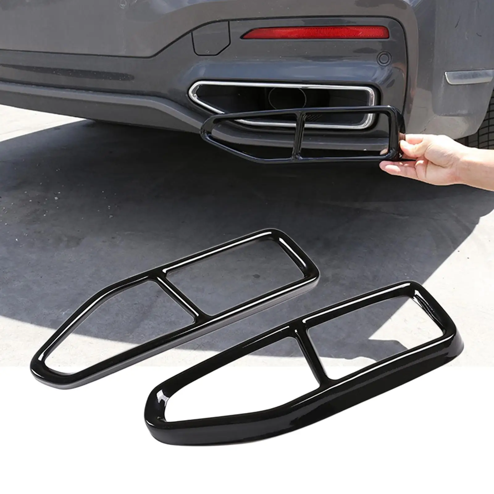 2x Tailpipe Trim Frame Rustproof Protection Cover Weatherproof Exhaust Pipe Output Cover for BMW 7 G11 G12 Auto Accessories