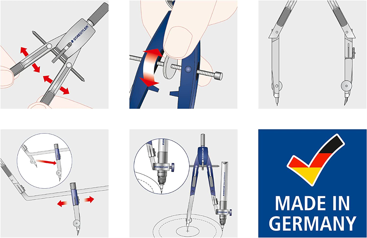 Staedtler Compass Set profissional, ajuste rápido com