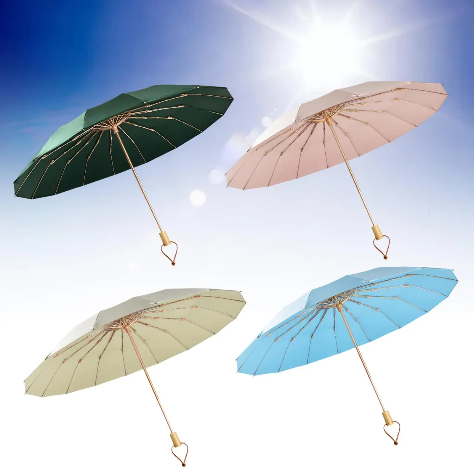 Folding Umbrella Strong Portable Lightweight Windproof Umbrellas for Climbing Adults Kids Outdoor Activities Camping Walking