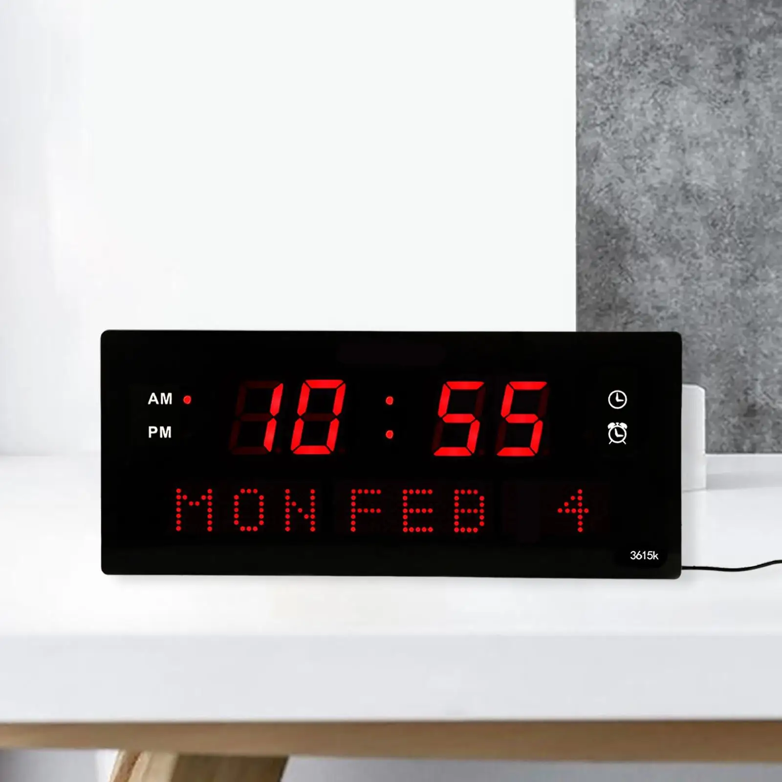 Wall Clock LED 12/24H Display Gadget Plastic Date Month Week Easy Viewing Home Accessories Alarm Clock for Hall Household Office