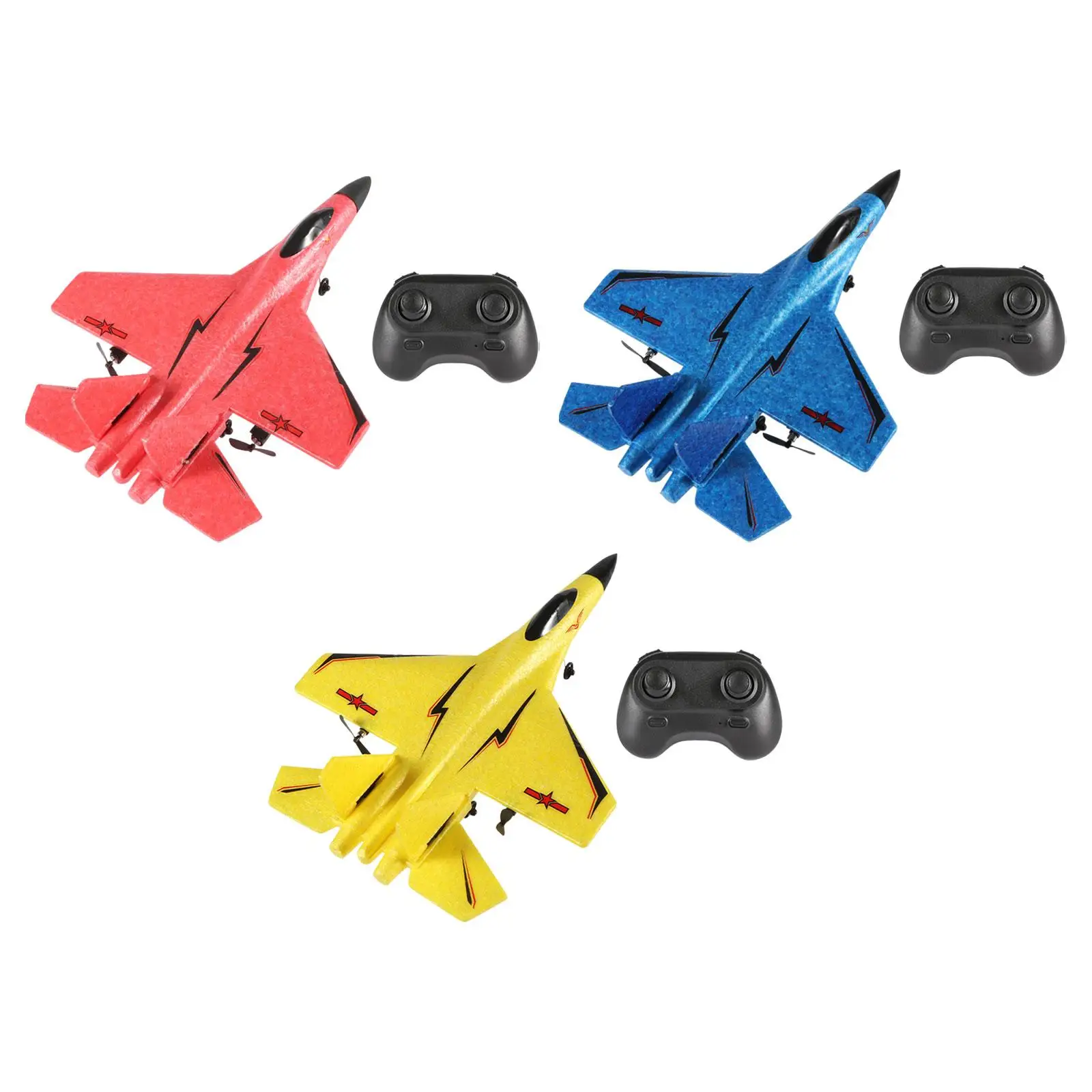 RC Fixed Wing Foam Airplane for Kids A Key to Take Off Anti Falling Ready to Fly with Cool Light 2 Channel RC Jet Glider