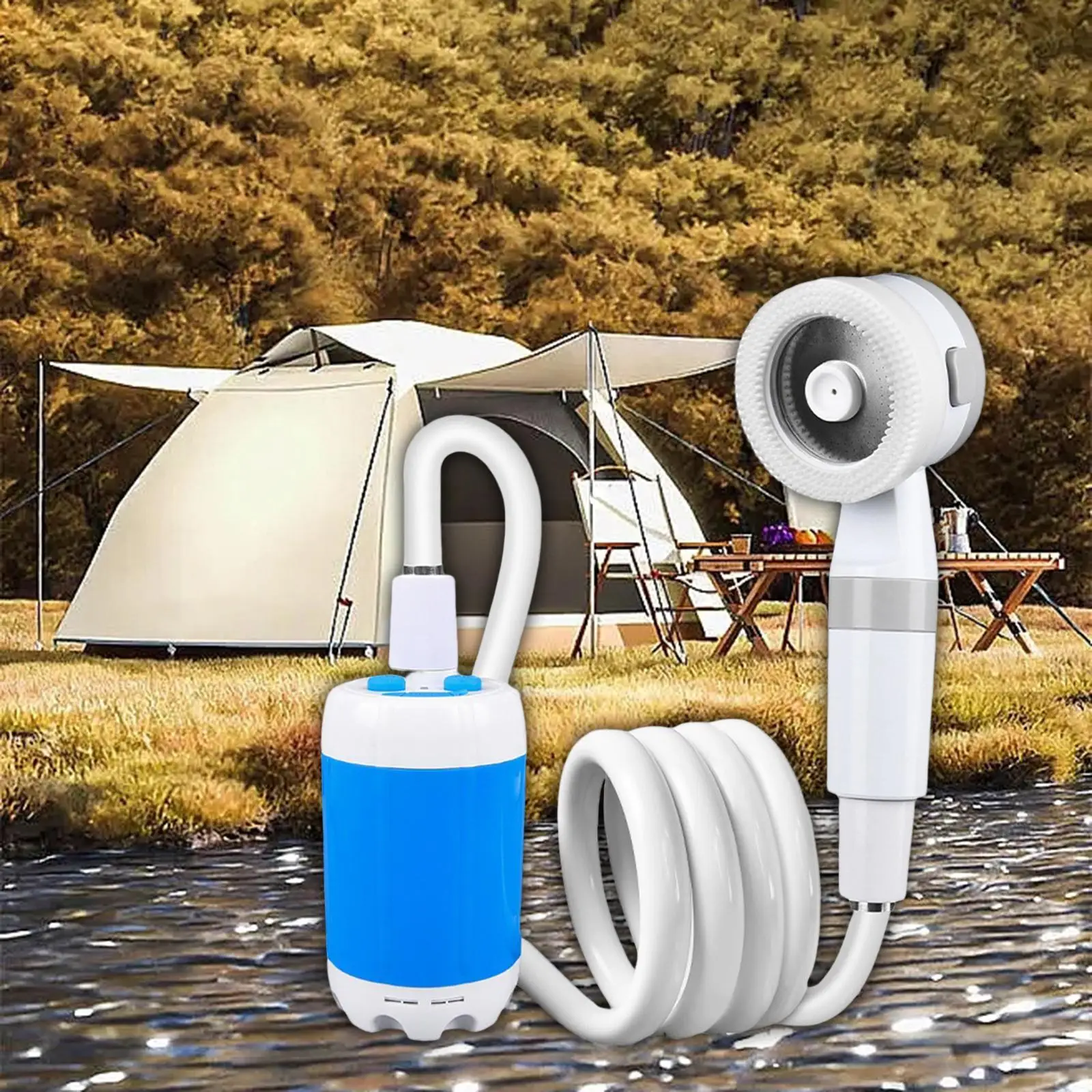 Portable Outdoor Shower Set Handheld Showerhead Camp Shower with Hose for Hiking Traveling Backpacking Gardening Plants Watering