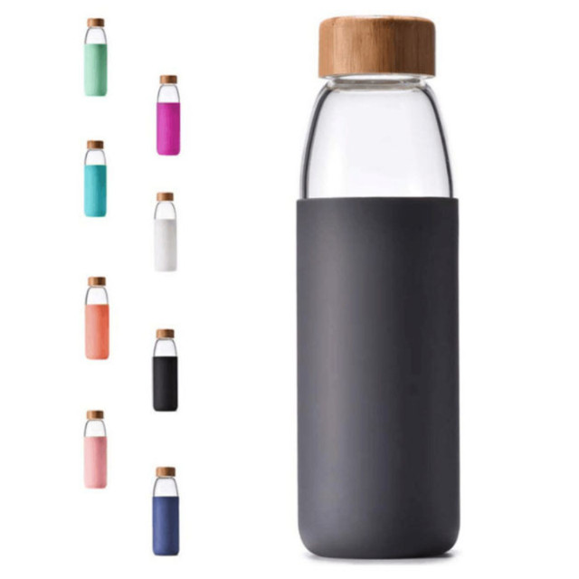 Reusable Glass Water Bottle With Anti Slip Cork Sleeve Cover, Leak Proof  Cap, Borosicilate, BPA & Plastic Free, Eco-friendly Gift, Christmas 